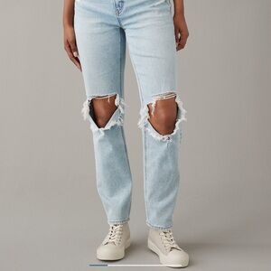 American Eagle Outfitters Light Blue Ripped Ankle Jeans